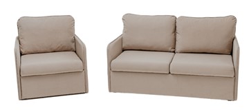 Комплект мебели Амира бежевый диван + кресло в Твери