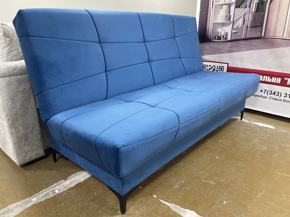 Прямой диван Ривьера БД 2022 Ground 10 синий велюр в Твери - изображение