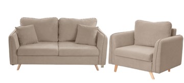 Комплект мебели Бертон бежевый диван+ кресло в Твери