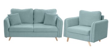 Комплект мебели Бертон голубой диван+ кресло в Твери