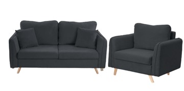 Комплект мебели Бертон графит диван+ кресло в Твери