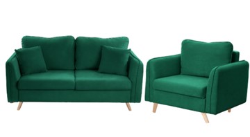 Комплект мебели Бертон изумрудный диван+ кресло в Твери