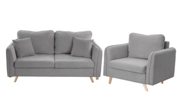 Комплект мебели Бертон серый диван+ кресло в Твери