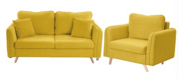 Комплект мебели Бертон желтый диван+ кресло в Твери