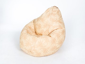 Кресло-мешок Груша среднее, жаккард, бежевые листья в Твери