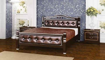 Полуторная кровать Карина-11 (Орех Темный, обивка бриллиант) 140х200 в Твери
