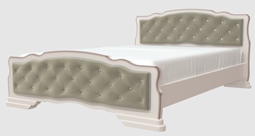 Кровать двуспальная Карина-10 (Дуб Молочный, светлая обивка) 160х200 в Твери