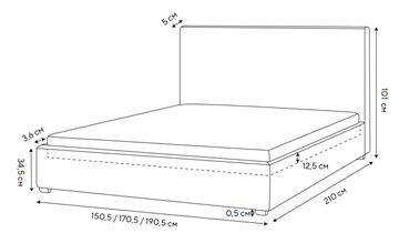 Кровать двуспальная Mono 140х200, Велюр (Monopoly Миндаль (111)) в Твери - предосмотр 1