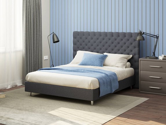 Кровать 2-спальная Paris Boxspring Standart 200х200, Рогожка (Savana Grey (серый)) в Твери - изображение