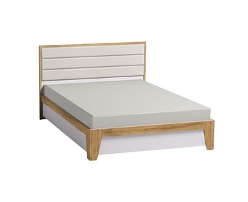 Полутороспальная кровать Айрис 308 1400 с гибкими ламелями металл, Белый-Дуб золотистый в Твери
