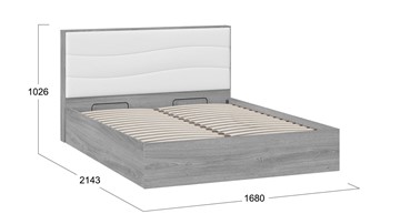 Двуспальная кровать с механизмом Миранда тип 1 (Дуб Гамильтон/Белый глянец) в Твери - предосмотр 1
