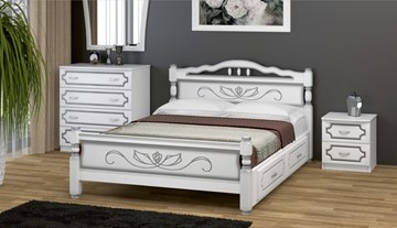 Кровать с выкатными ящиками Карина-5 (Белый Жемчуг) 160х200 в Твери