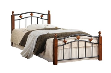 Кровать AT-126 дерево гевея/металл, 90*200 см (Single bed), красный дуб/черный в Твери