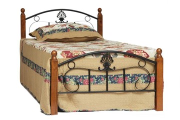 Кровать 1-спальная РУМБА (AT-203)/ RUMBA  дерево гевея/металл, 90*200 см (Single bed), красный дуб/черный в Твери