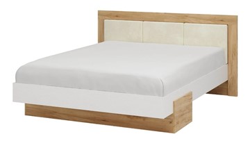 Кровать полутороспальная Тоскана 1400 (Дуб крафт золотой/Белый поры глубокие) с основанием в Твери