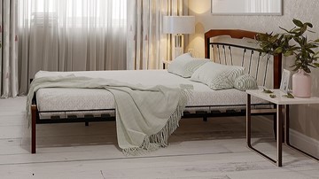 Кровать 2-спальная Муза 4 Лайт, 1600, черный/махагон в Твери