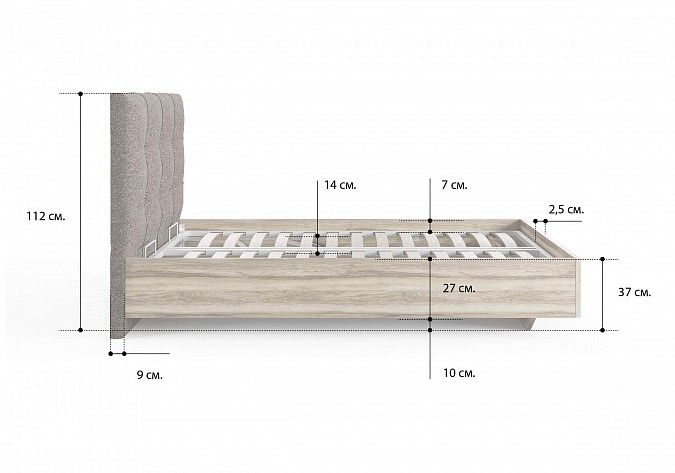 Кровать с подъемным механизмом Victoria (ясень ориноко) 180х190 в Твери - изображение 1