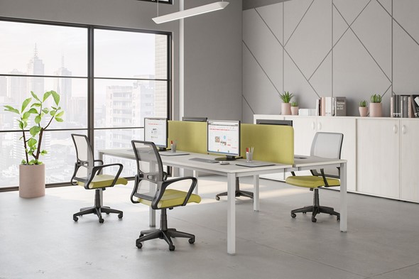 Комплект офисной мебели Комфорт КФ (белый премиум) на белом металокаркасе в Твери - изображение