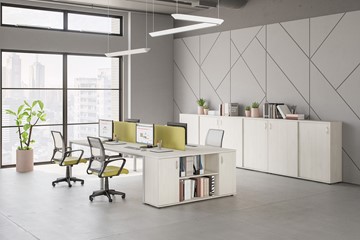 Набор мебели в офис Комфорт КФ (белый премиум) на сером металокаркасе в Твери