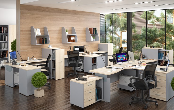 Офисная мебель OFFIX-NEW для 4 сотрудников с двумя шкафами в Твери - изображение 1