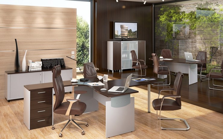 Офисный набор мебели OFFIX-NEW для двух сотрудников и руководителя в Твери - изображение