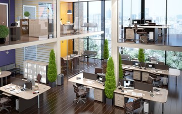 Офисный комплект мебели Xten в опенспэйс для четырех сотрудников в Твери