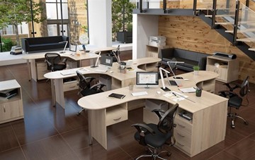 Офисный набор мебели SIMPLE с эргономичными столами и тумбами в Твери - предосмотр