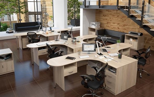 Офисный набор мебели SIMPLE с эргономичными столами и тумбами в Твери - изображение