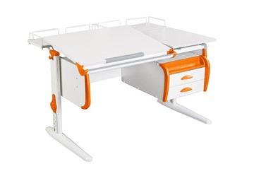Детский стол-трансформер 1/75-40 (СУТ.25) + Tumba 3 + Polka_z 1/600 (2 шт.) белый/белый/Оранжевый в Твери