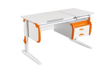 Детский стол-трансформер 1/75-40 (СУТ.25) + Tumba 3  белый/белый/Оранжевый в Твери