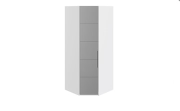 Распашной угловой шкаф Наоми с зеркальной левой дверью, цвет Белый глянец СМ-208.07.07 L в Твери