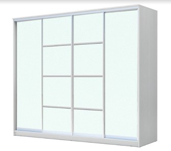 Шкаф 4-х дверный ХИТ 22-4-24/2-8888, с матовым стеклом, разделительные планки х2, Белый в Твери - предосмотр