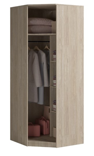 Распашной угловой шкаф Светлана, с зеркалом, белый/дуб сонома в Твери - изображение 1