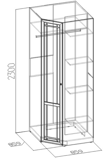 Распашной угловой шкаф Sherlock 63+ фасад стандарт, Дуб Сонома в Твери - изображение 2