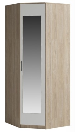 Распашной угловой шкаф Светлана, с зеркалом, белый/дуб сонома в Твери - изображение