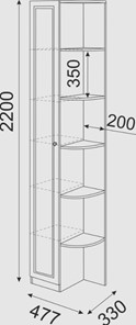 Угловой шкаф-стеллаж Беатрис М13 левый (Орех Гепланкт) в Твери - предосмотр 3