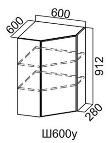 Шкаф навесной угловой, Модус, Ш600у/912, галифакс в Твери
