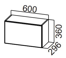 Навесной кухонный шкаф Стайл, ШГ600/360 горизонтальный, МДФ в Твери