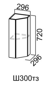 Торцевой кухонный шкаф закрытый Модус, Ш300тз/720, цемент светлый в Твери