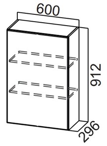 Навесной кухонный шкаф Стайл, Ш600/912(1ств), МДФ в Твери