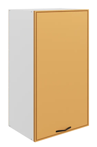 Шкаф настенный Монако L450 Н900 (1 дв. гл.), белый/охра матовый в Твери