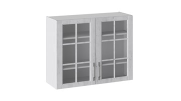 Навесной шкаф Прованс (Белый глянец/Санторини светлый) со стеклом В_72-90_2ДРс в Твери