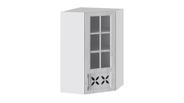 Навесной шкаф Прованс (Белый глянец/Санторини светлый) угловой со стеклом ВУ45_96-(40)_1ДРДс(R) в Твери