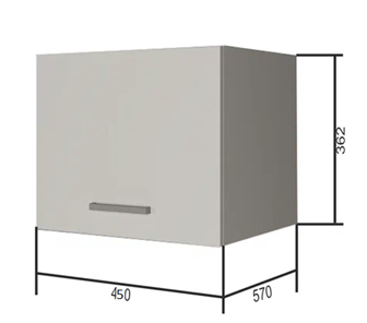 Кухонный навесной шкаф ВГ45Г, Белое гладкое Ламарти/Антрацит в Твери