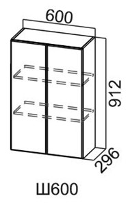 Настенный шкаф Модус, Ш600/912, фасад "галифакс табак" в Твери