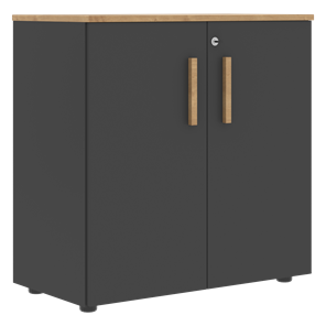 Низкий шкаф с малыми дверцами широкий FORTA Графит-Дуб Гамильтон  FLC 80.1(Z) (798х404х801) в Твери