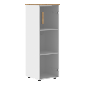 Средний шкаф колонна со стеклянной правой дверью FORTA Белый-Дуб Гамильтон FMC 40.2 (R) (399х404х801) в Твери