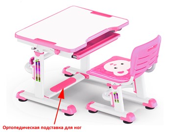 Парта растущая + стул Mealux BD-08 Teddy, pink, розовая в Твери