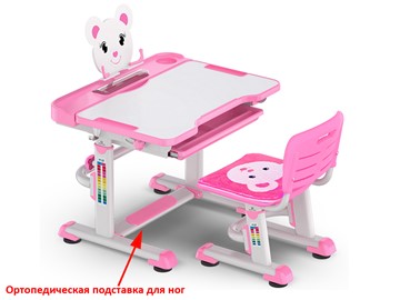 Растущий стол и стул Mealux EVO BD-04 Teddy New XL, WP, розовая в Твери