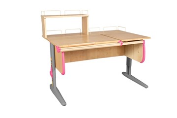 Детский стол-трансформер 1/75-40 (СУТ.25) + Polka_z 1/600 + Polka_zz 1/600 бежевый/серый/розовый в Твери
